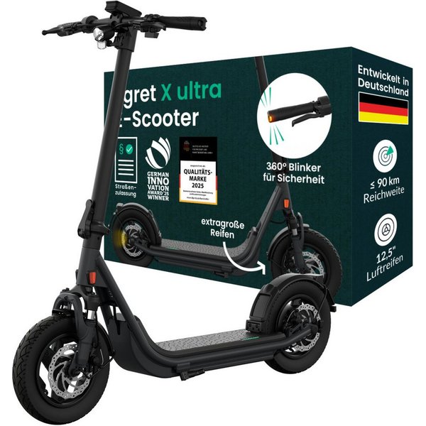 Egret E-Scooter X-Serie (core/prime/ultra) 12,5", FEDERUNG, BLINKER, ≤90 KM Reichweite, 500 W, 20 km/h, mit Straßenzulassung, ≤130kg Zuladung, App, Offroad