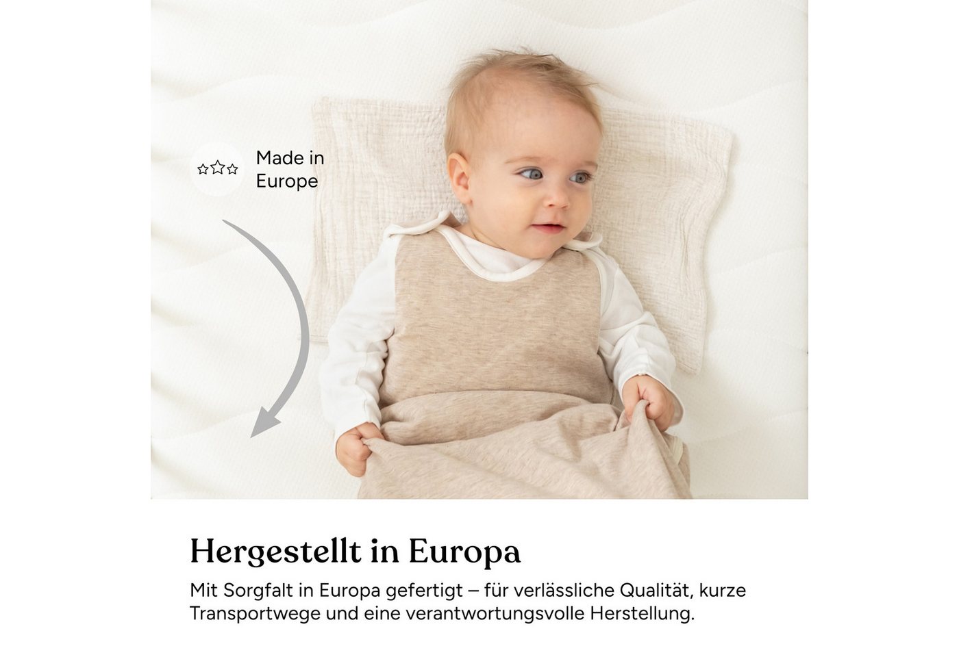 Babymatratze Pur, Babymatratze für Babybett, Baby Matratze, Ehrenkind, 8 cm hoch, (gratis Versand, Härtegrad (Weich - Mittelweich), Belastbarkeit: 30 kg – Bild 2 von 5