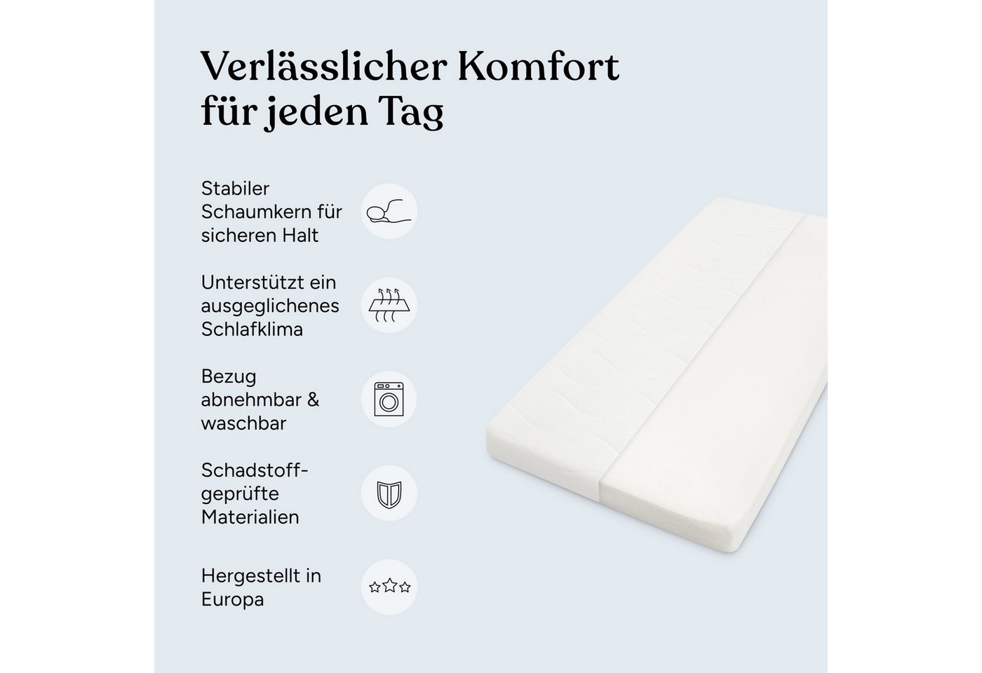 Babymatratze Pur, Babymatratze für Babybett, Baby Matratze, Ehrenkind, 8 cm hoch, (gratis Versand, Härtegrad (Weich - Mittelweich), Belastbarkeit: 30 kg – Bild 3 von 5
