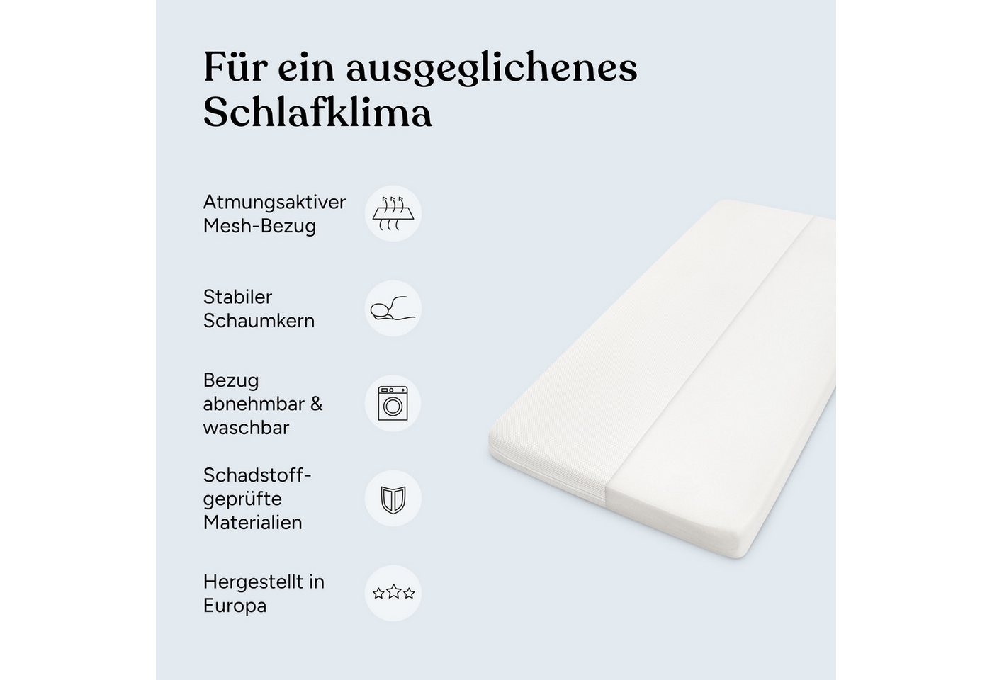 Babymatratze Pur, Babymatratze für Babybett, Baby Matratze, Ehrenkind, 8 cm hoch, (gratis Versand, Härtegrad (Weich - Mittelweich), Belastbarkeit: 30 kg – Bild 3 von 5