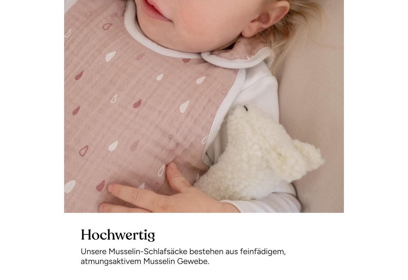 Ehrenkind Babyschlafsack Sommer, Rund aus Musselin (Standard by OEKO-TEX, 100% Bio-Baumwolle, Musselin Schlafsack, 1.0 TOG), Baby Schlafsack, Schlafsack Baby – Bild 3 von 5