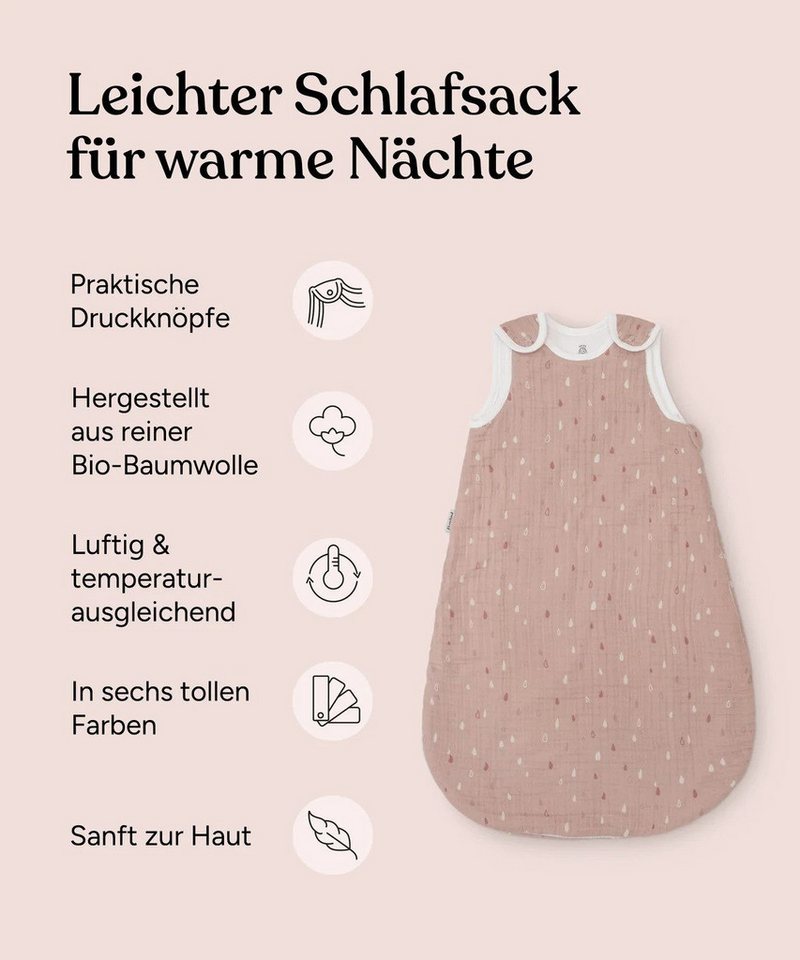 Ehrenkind Babyschlafsack Sommer, Rund aus Musselin (Standard by OEKO-TEX, 100% Bio-Baumwolle, Musselin Schlafsack, 1.0 TOG), Baby Schlafsack, Schlafsack Baby – Bild 5 von 5
