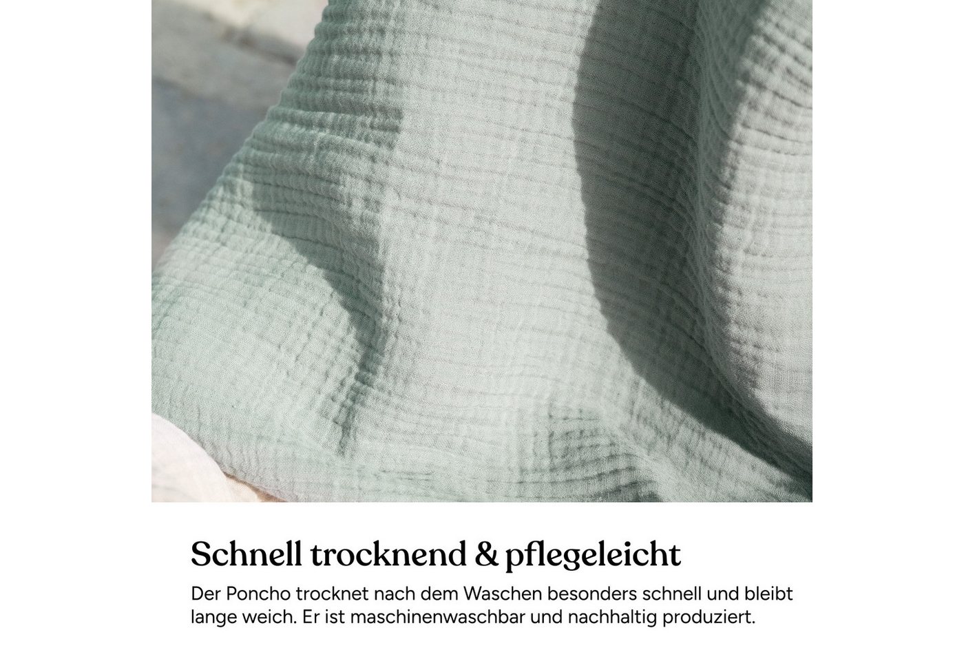 Ehrenkind Badeponcho Musselin, aus sanfter Bio-Baumwolle, 4-lagiges Musselin-Gewebe – Bild 4 von 5