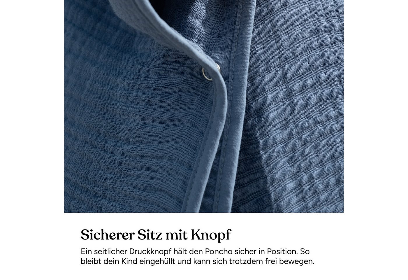 Ehrenkind Badeponcho Musselin, aus sanfter Bio-Baumwolle, 4-lagiges Musselin-Gewebe – Bild 5 von 5