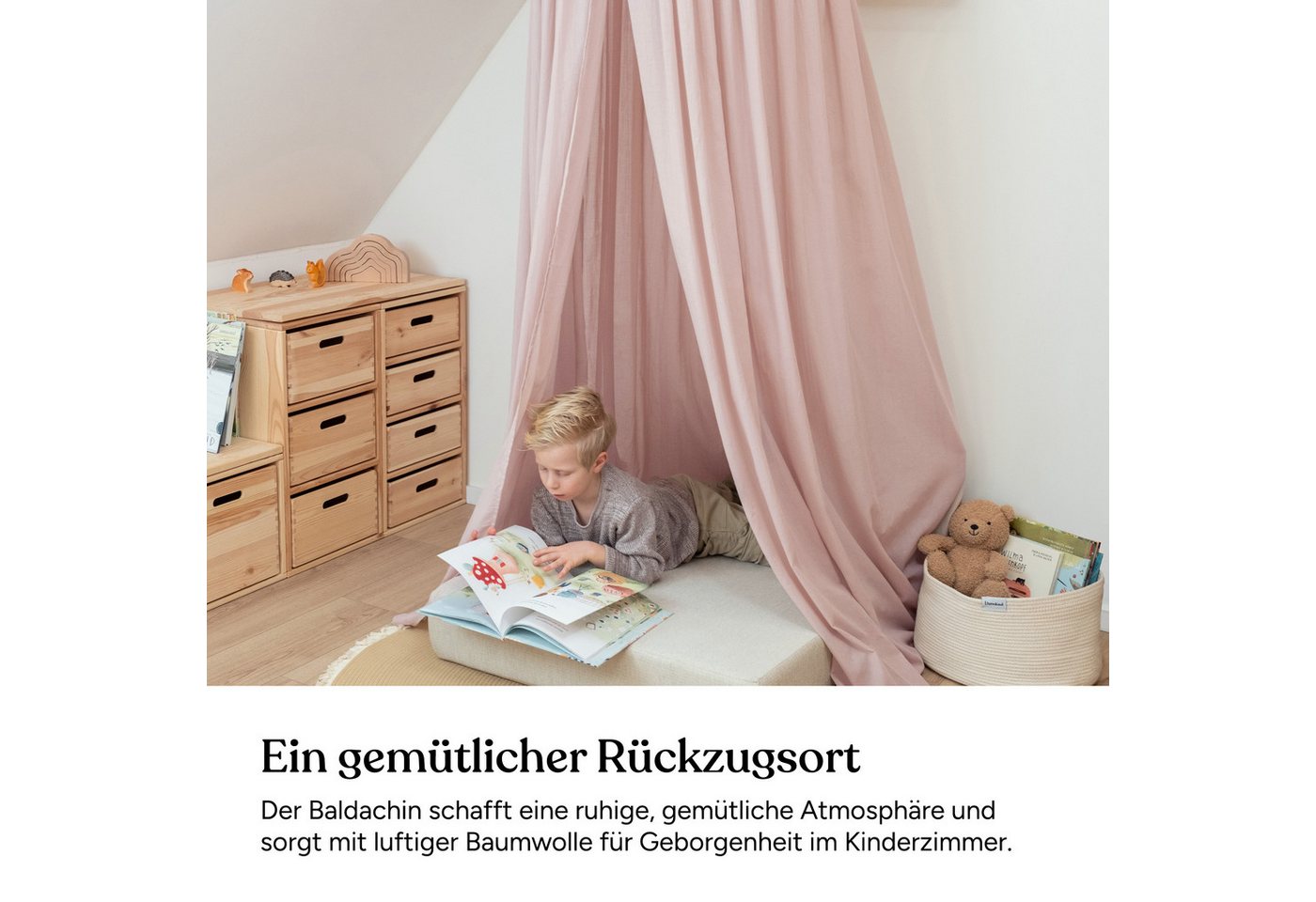 Ehrenkind Betthimmel Baldachin mit Ring, Betthimmel Kinderzimmer aus 100% Bio-Baumwolle (Wohlfühl-Dekoration für das Kinderzimmer), Als Betthimmel Hausbett oder – Bild 2 von 5