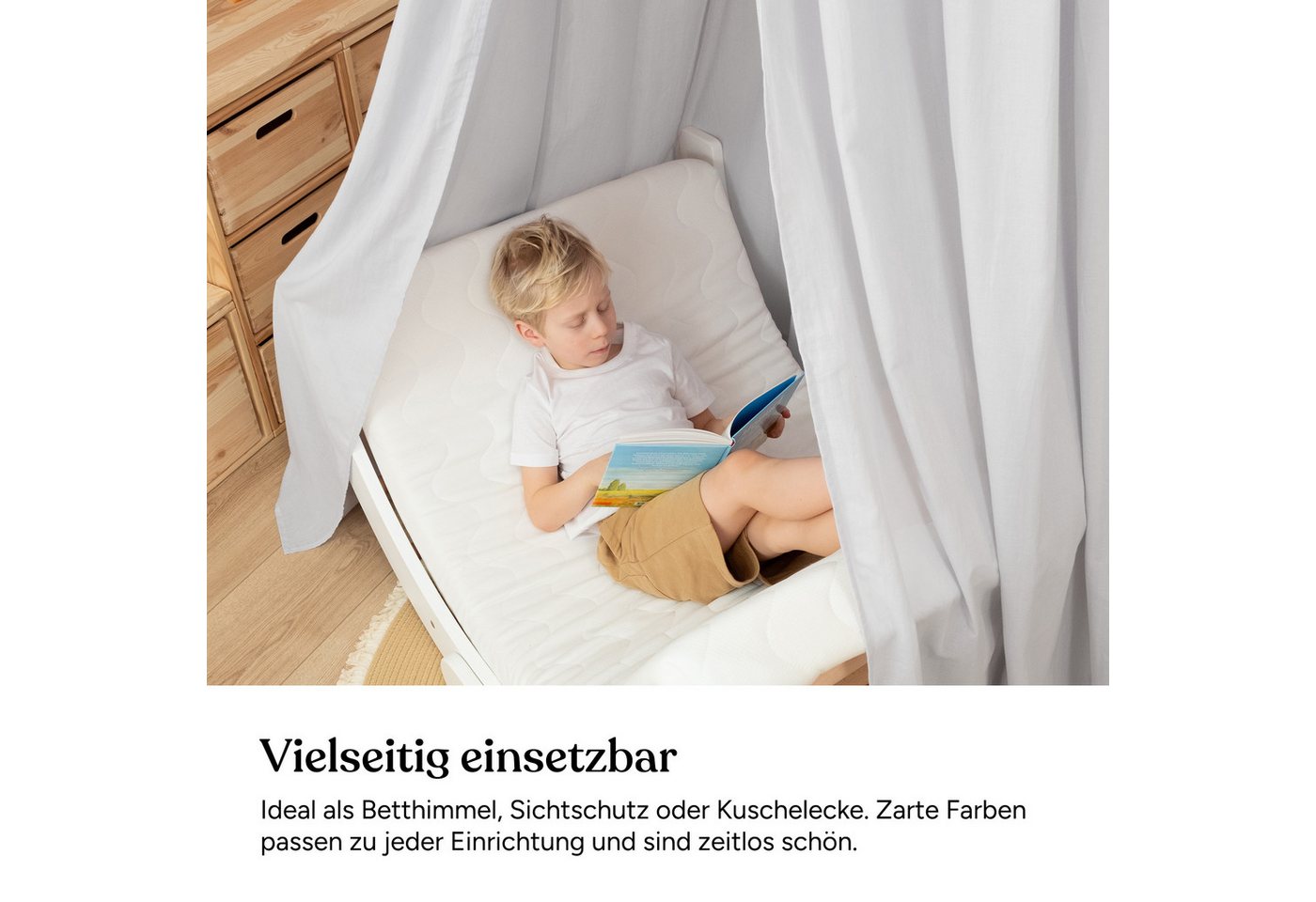 Ehrenkind Betthimmel Baldachin mit Ring, Betthimmel Kinderzimmer aus 100% Bio-Baumwolle (Wohlfühl-Dekoration für das Kinderzimmer), Als Betthimmel Hausbett oder – Bild 5 von 5