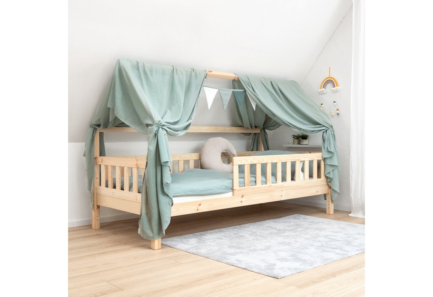 Ehrenkind Betthimmel Deko Hausbett, Kinderzimmer-Deko-Set (Kinderzimmer Deko), Betthimmel & Wimpelkette für magische Momente, hochwertige Materialien – Bild 4 von 5