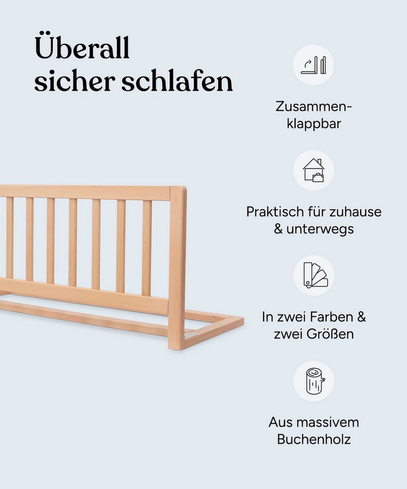Ehrenkind Bettschutzgitter Rausfallschutz aus Buche Massivholz (Schütz vor dem Herausfallen, Klappbar), fertig montiert geliefert, FSC® zertifiziert – Bild 3 von 5