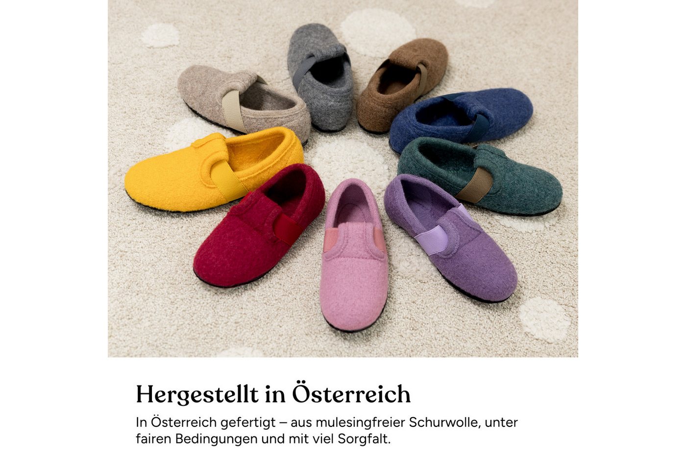 Ehrenkind Gemütliche, flache Kinder-Hausschuhe aus reiner Schurwolle Hüttenschuhe (atmungsaktiv & temperaturregulierend, rutschfest, Jeansblau) ideal für Kinder – Bild 2 von 5