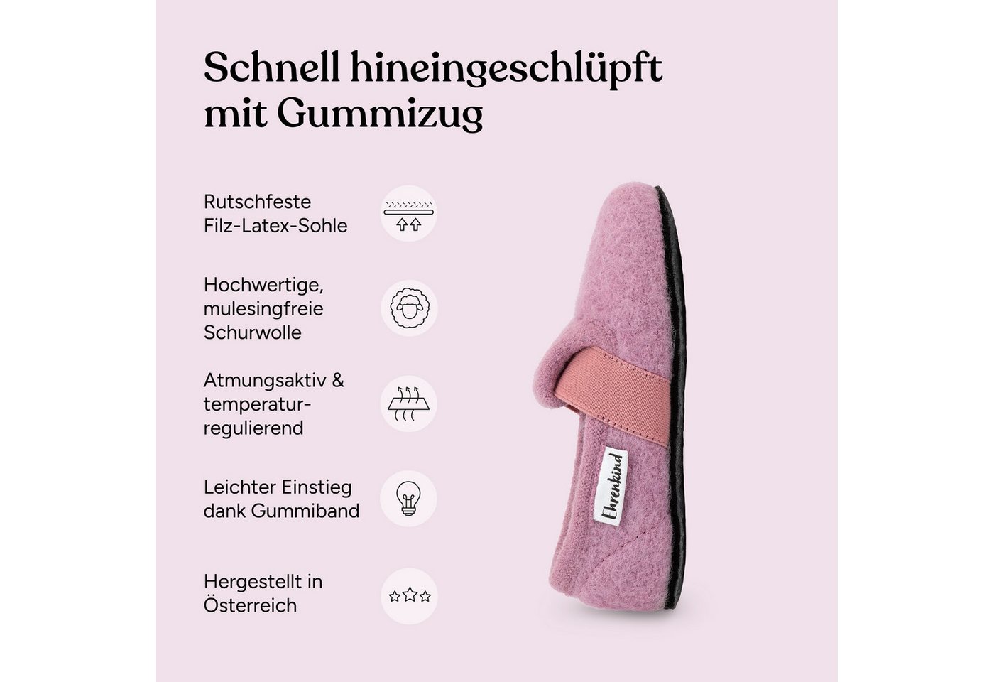 Ehrenkind Gemütliche, flache Kinder-Hausschuhe aus reiner Schurwolle Hüttenschuhe (atmungsaktiv & temperaturregulierend, rutschfest, Jeansblau) ideal für Kinder – Bild 3 von 5