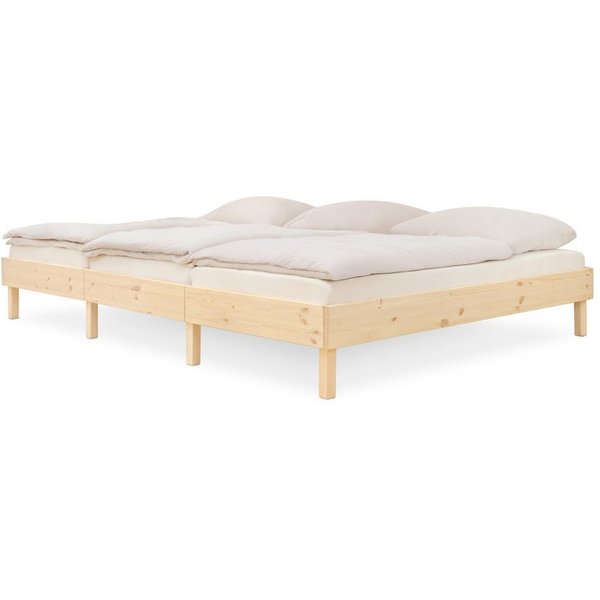 Ehrenkind Holzbett Plano, Modulares Familienbett, FSC® Zertifiziert (Familienbett, 270x200 cm, Kiefernholz naturbelassen, modular erweiterbar mit Zubehör und we