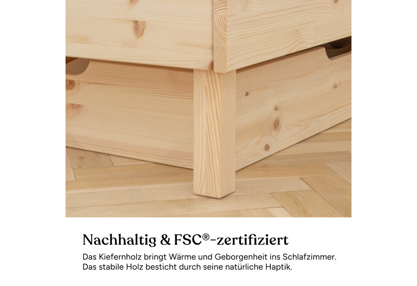 Ehrenkind Holzbett Plano, Modulares Familienbett, FSC® Zertifiziert (Familienbett, 270x200 cm, Kiefernholz naturbelassen, modular erweiterbar mit Zubehör und we – Bild 5 von 5