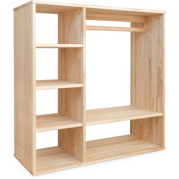 Ehrenkind Kinderkleiderschrank Montessori, Kiefer Natur, hochwertiges & robustes Holz (Kinderregal, Garderobenschrank) Kleiderschrank Kinderzimmer, Kindergarder