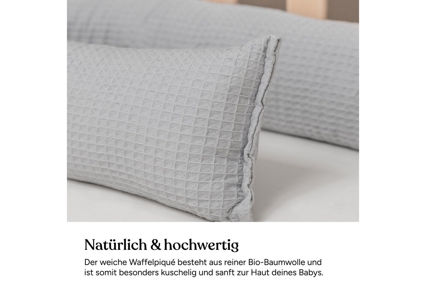 Ehrenkind Nestchenschlange Bettschlange aus 100% Bio-Baumwolle, Schutz und Geborgenheit, (Kuschelschlange, Bettumrandung Babybett), Bettschlange Baby – Bild 5 von 5
