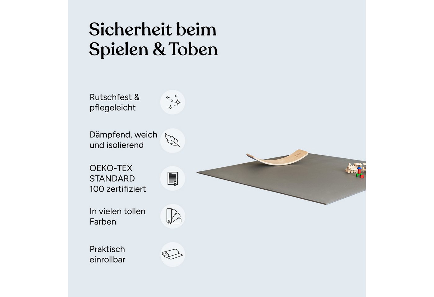 Ehrenkind Spielmatte Krabbelmatte Pro, rutschfeste Babymatte, Spielmatte (Exzellenter Schutz beim Spielen & Toben, Warm, isolierend & weich, 160x160 cm), Extra  – Bild 2 von 5