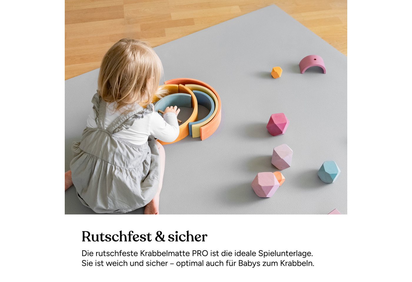 Ehrenkind Spielmatte Krabbelmatte Pro, rutschfeste Babymatte, Spielmatte (Exzellenter Schutz beim Spielen & Toben), Extra dick und soft, Made in Germany, Oeko-T – Bild 3 von 5