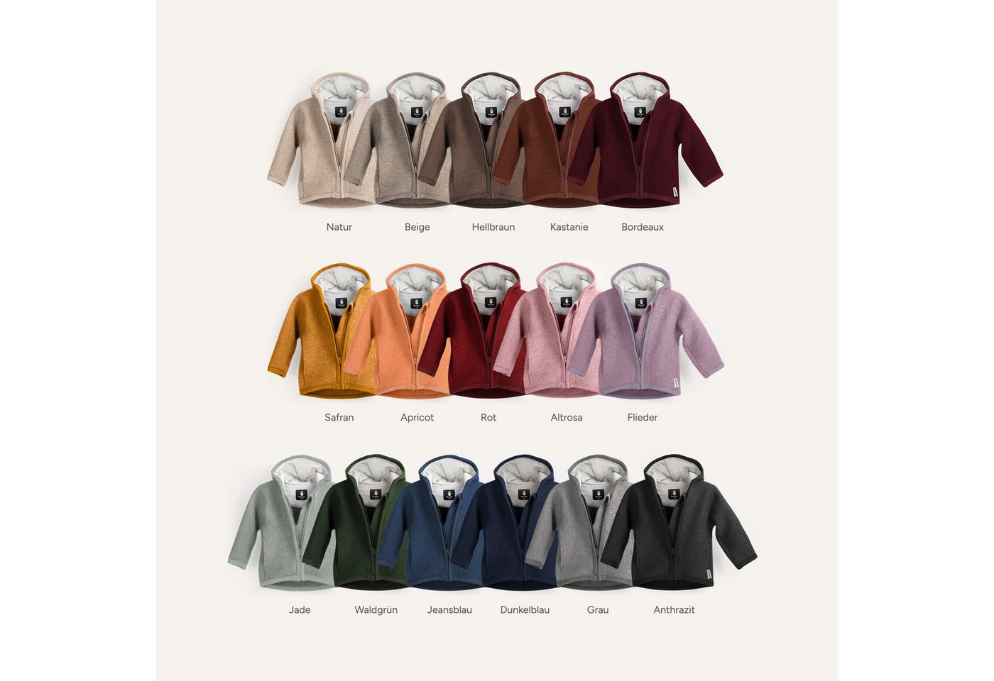 Ehrenkind Walkjacke, Jacke für Kinder aus Merino Schurwolle mit Reißverschluss (aus hochwertiger Walkwolle, atmungsaktiv und temperaturausgleichend) Jacke für J – Bild 5 von 5
