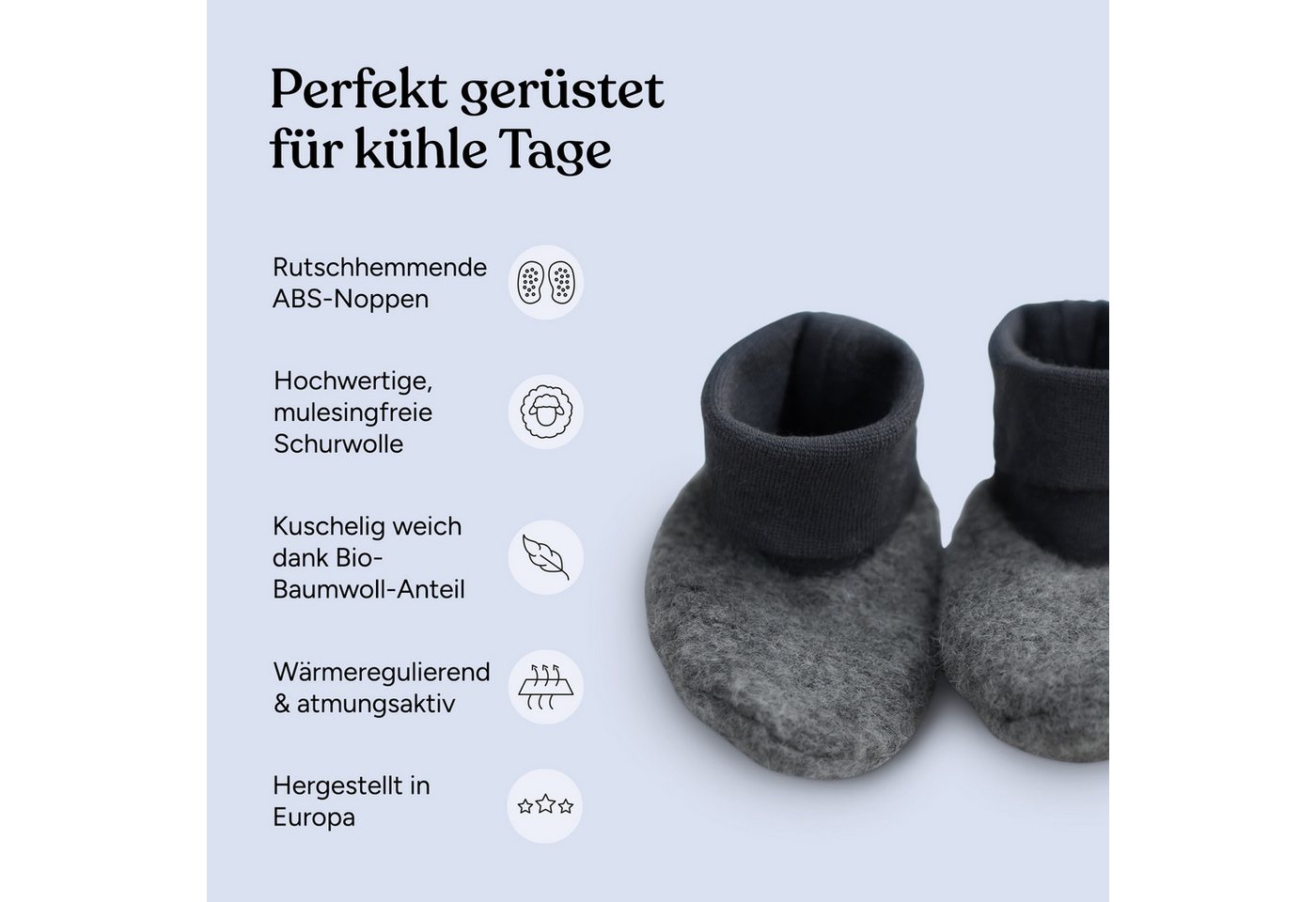 Ehrenkind Walkschuhe, Bio-Wolle & Bio-Baumwolle Krabbelschuh – Bild 3 von 5