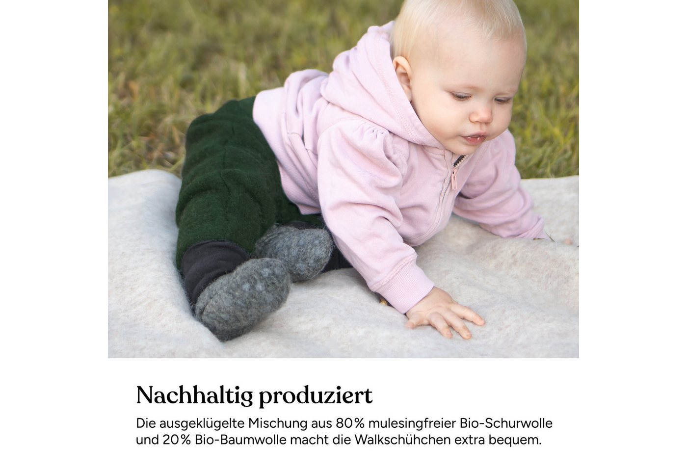 Ehrenkind Walkschuhe, Bio-Wolle & Bio-Baumwolle Krabbelschuh – Bild 2 von 5
