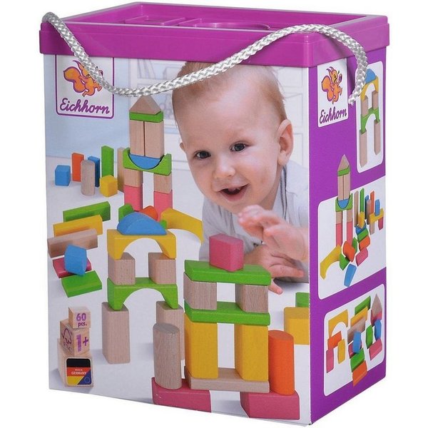 Eichhorn Holzbausteine, natur/bunt Spielbausteine, (60 St), Made in Germany