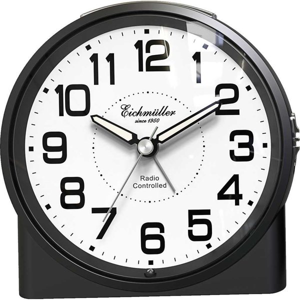 Eichmüller Funkwecker 9890-06 – Präziser schwarz-weißer Wecker, sehr gut ablesbar