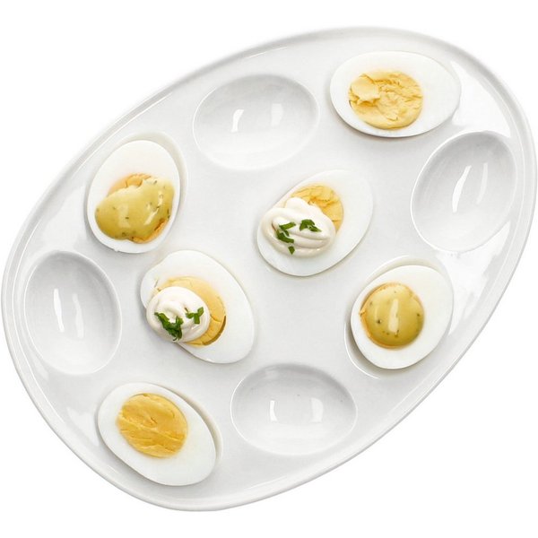 MamboCat Eierbecher MamboCat Eierplatte CREME Steingut oval cremeweiß Servierplatte
