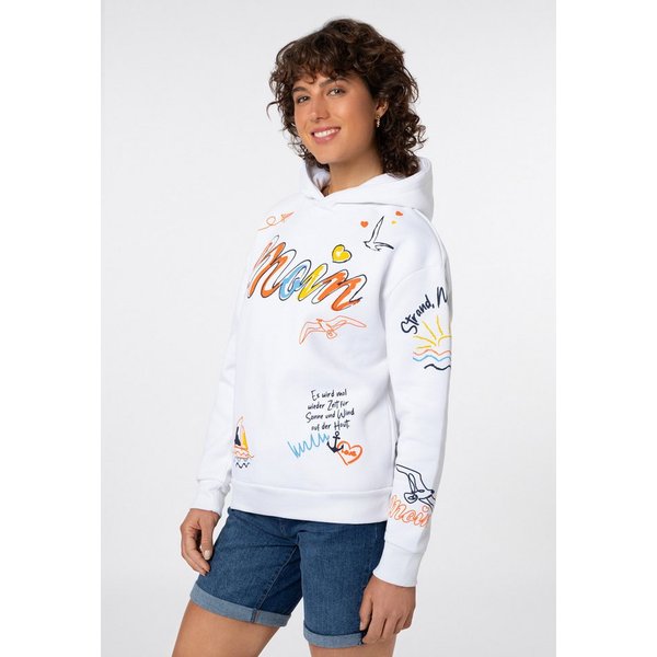 Eight2Nine Kapuzenpullover Damen Hoodie Kapuzenpullover allover Küstenprint Sweater, Kapuzensweatshirt mit seitl. Eingrifftaschen