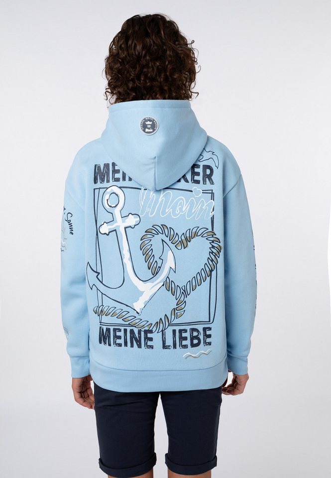 Eight2Nine Kapuzenpullover Damen Hoodie Kapuzenpullover allover Küstenprint Sweater, Kapuzensweatshirt mit seitl. Eingrifftaschen – Bild 2 von 5