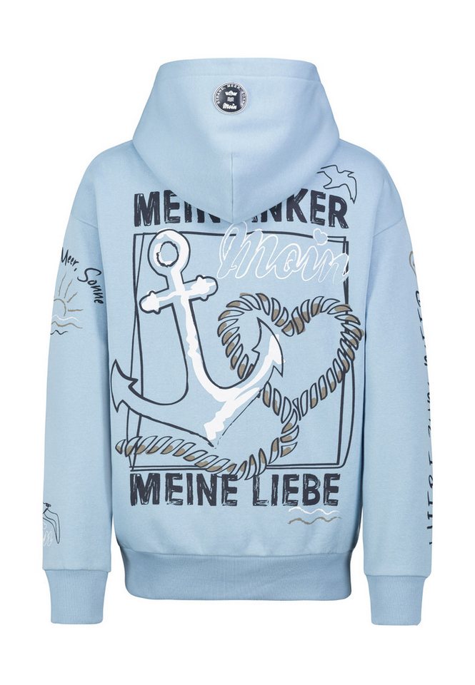 Eight2Nine Kapuzenpullover Damen Hoodie Kapuzenpullover allover Küstenprint Sweater, Kapuzensweatshirt mit seitl. Eingrifftaschen – Bild 5 von 5