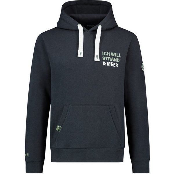 Eight2Nine Kapuzenpullover Herren Hoodie mit Mini Meerprint Sweater, Kapuzensweatshirt mit Kängurutasche, mit Kapuze