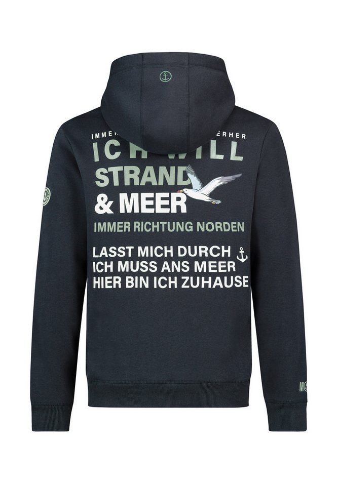 Eight2Nine Kapuzenpullover Herren Hoodie mit Mini Meerprint Sweater, Kapuzensweatshirt mit Kängurutasche, mit Kapuze – Bild 2 von 3