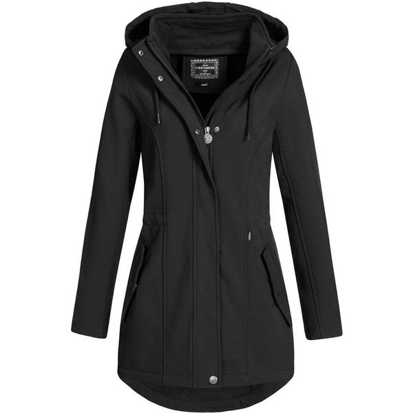 Eight2Nine Softshelljacke mit Kapuze, 2-Wege-Reißverschluss, antailliert