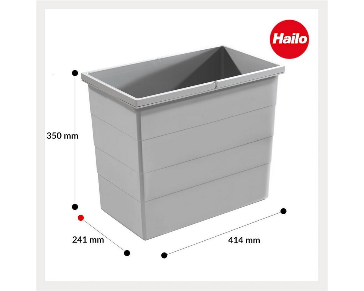 Hailo Einbaumülleimer Hailo 28 Liter Inneneimer 1125729 hellgrau 415 x 242 x 350 mm 2 Henkel – Bild 3 von 3