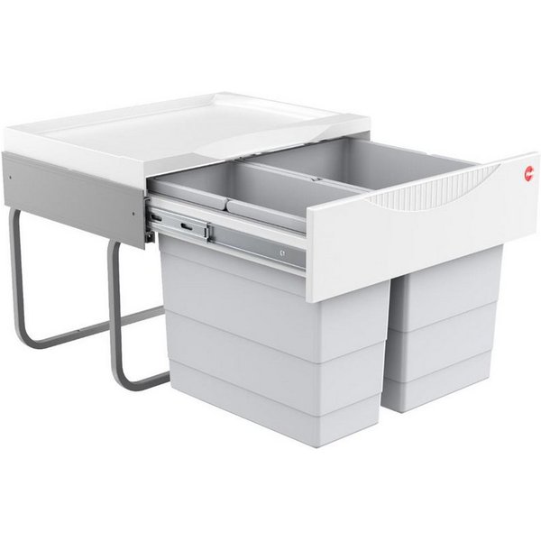 Hailo Einbaumülleimer Hailo Abfallsammler 3644701 TR Swing Raumspar-Tandem-S 18 + 12 Liter, 3644701 2fach für Schrankbreite ab 500 mm mit Drehtür