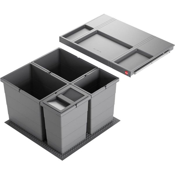 Hailo Einbaumülleimer HAILO Einbaumülleimer 3301641 AS Allegro 52 L 4-fach Dunkelgrau