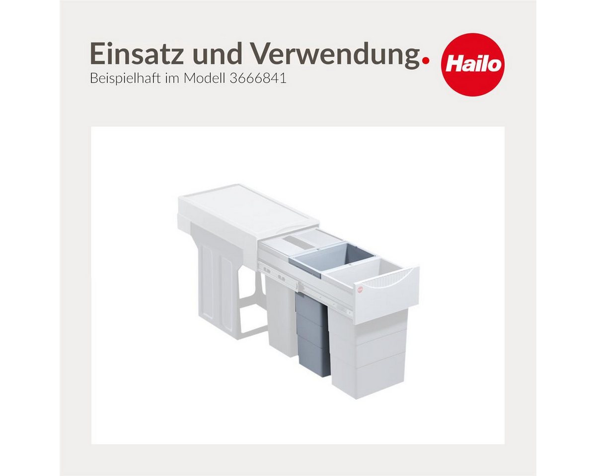 Hailo Einbaumülleimer Hailo Inneneimer 1075969 hellgrau 10 Liter 226 x 156 x 350 mm 2 Henkel – Bild 4 von 5
