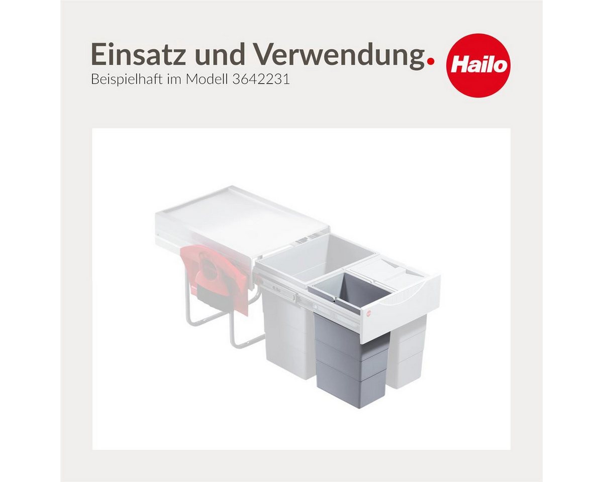 Hailo Einbaumülleimer Hailo Inneneimer 1075969 hellgrau 10 Liter 226 x 156 x 350 mm 2 Henkel – Bild 5 von 5