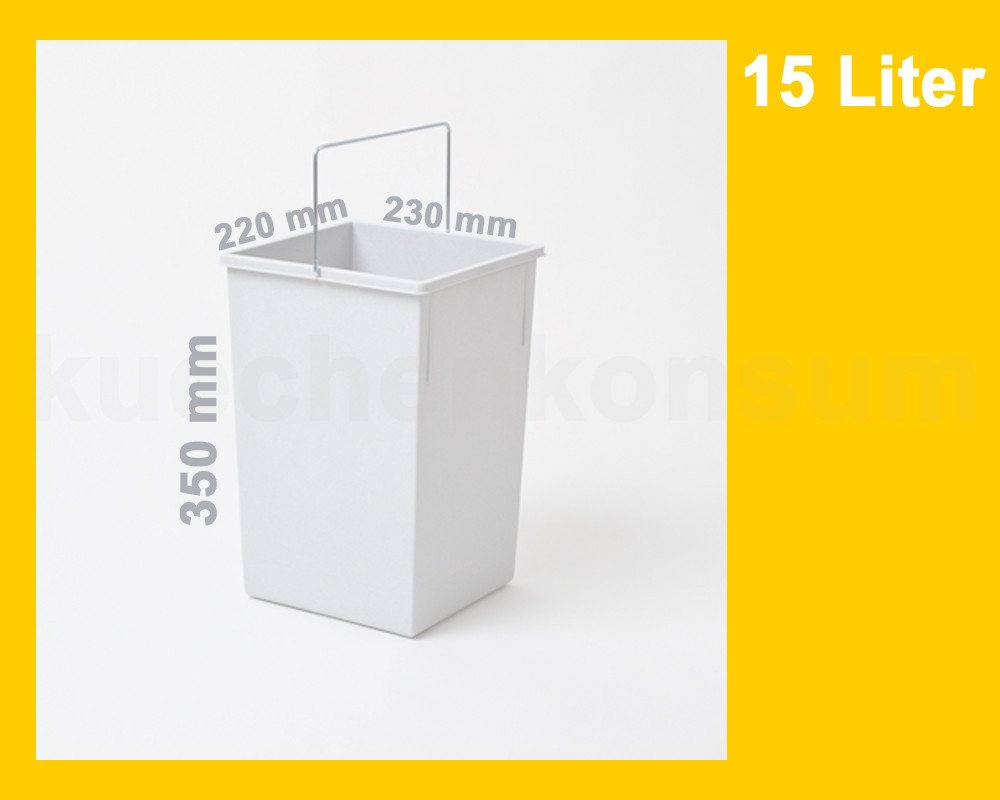 Hailo Einbaumülleimer Hailo Inneneimer 1080979 hellgrau 15 L 230 x 220 x 350 mm mit Henkel, hellgraue eckige Form mit Henkel – Bild 3 von 4