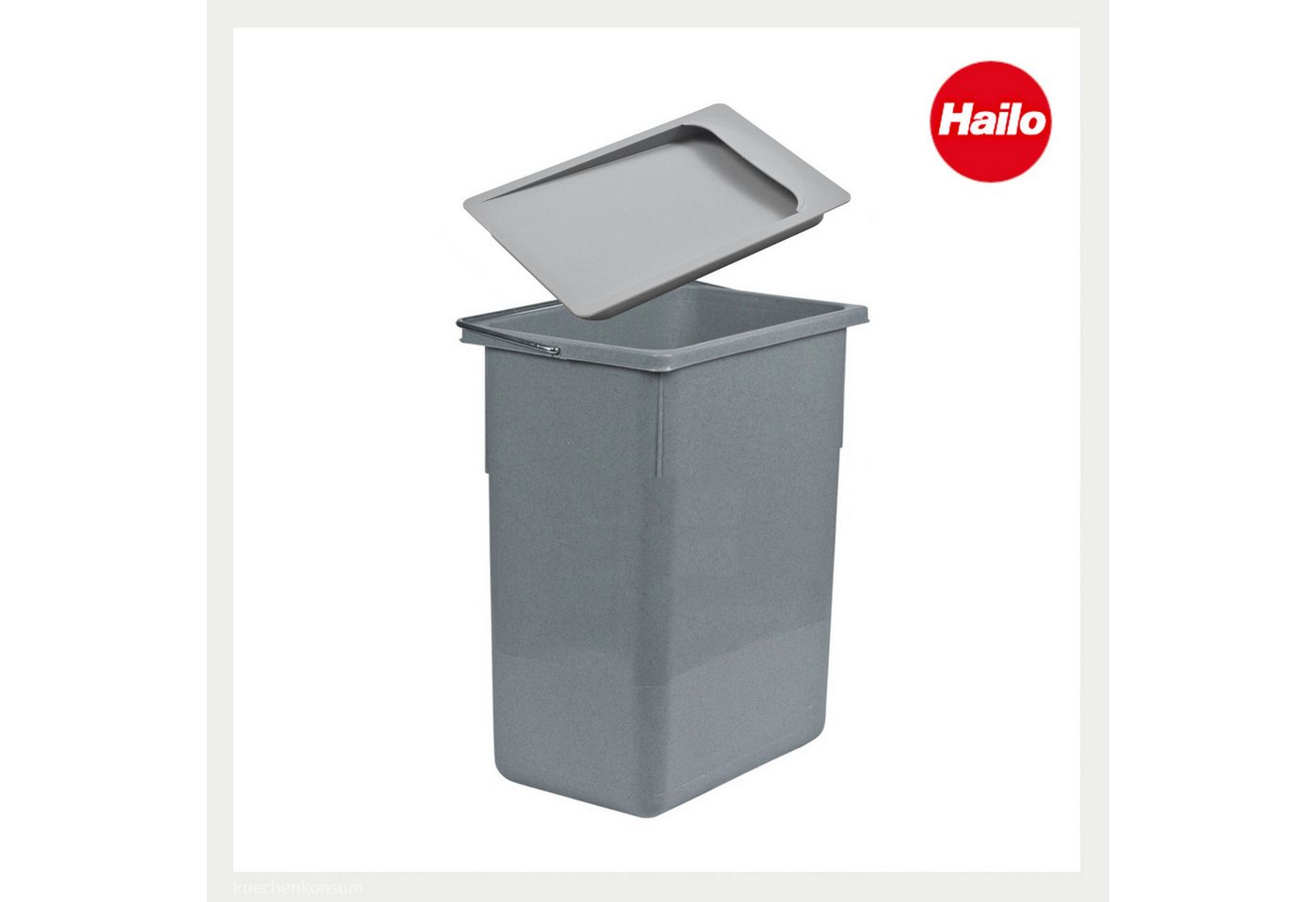 Hailo Einbaumülleimer Hailo Inneneimer 1094089 mit Deckel 8,5 L 226x150x287 mm mit Henkel – Bild 4 von 5