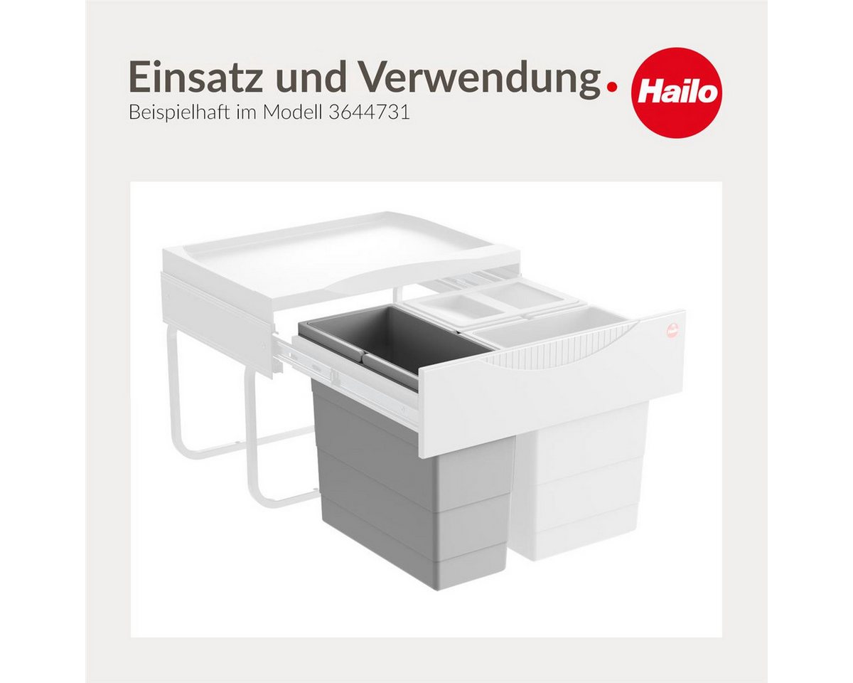 Hailo Einbaumülleimer Hailo Inneneimer 1102449 hellgrau 12 Liter 320 x 156 x 295 mm 2 Henkel – Bild 4 von 5