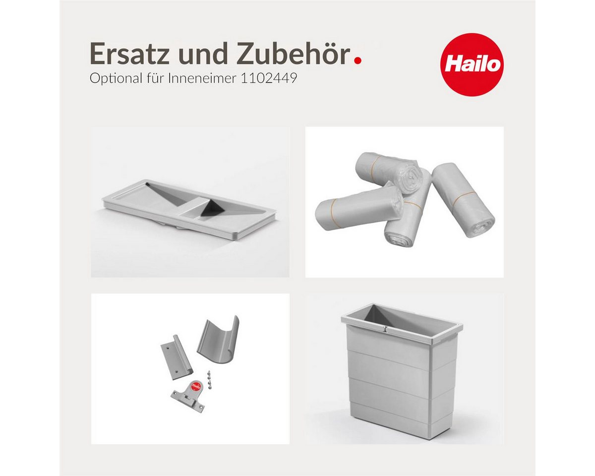 Hailo Einbaumülleimer Hailo Inneneimer 1102449 hellgrau 12 Liter 320 x 156 x 295 mm 2 Henkel – Bild 5 von 5