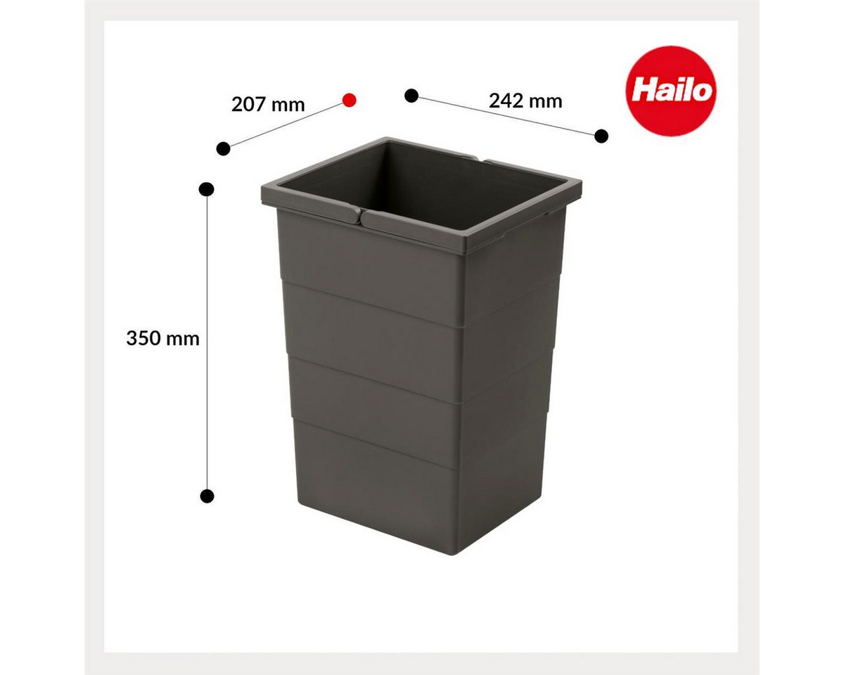 Hailo Einbaumülleimer Hailo Inneneimer 1138999 dunkelgrau 13 Liter 207 x 242 x 350 mm – Bild 3 von 5