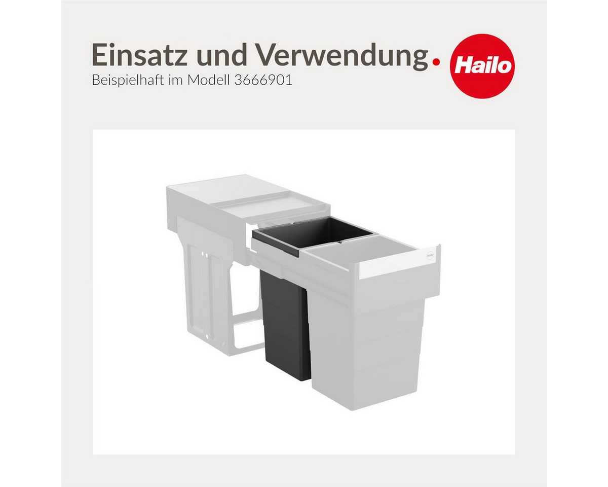 Hailo Einbaumülleimer Hailo Inneneimer 1138999 dunkelgrau 13 Liter 207 x 242 x 350 mm – Bild 4 von 5