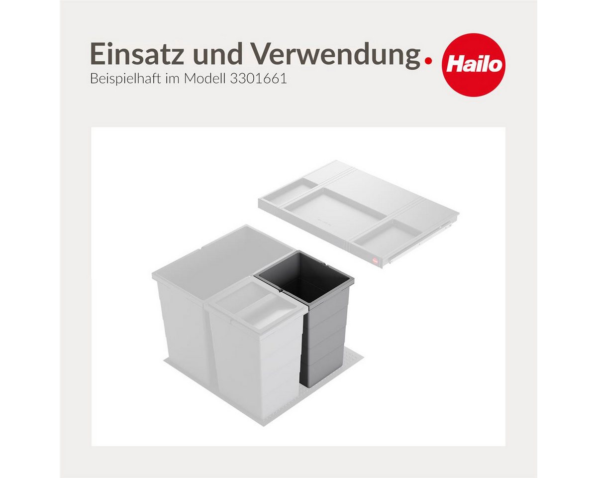 Hailo Einbaumülleimer Hailo Inneneimer 1138999 dunkelgrau 13 Liter 207 x 242 x 350 mm – Bild 5 von 5