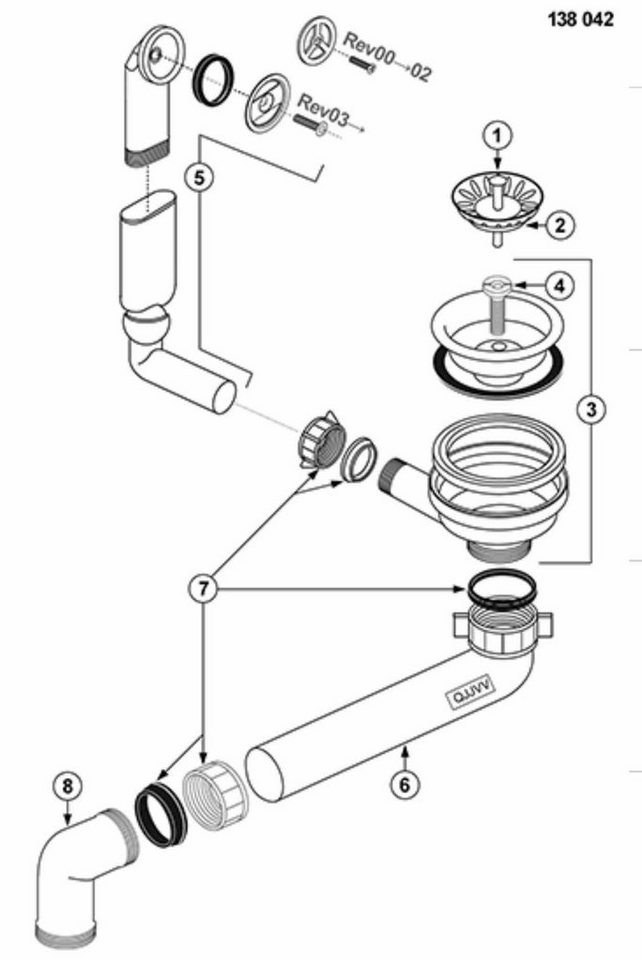 Blanco Einbauspüle Blanco Ablaufgarnitur 3,5'' Sieb LAGO,NOVA 45 S/5 S runder Überlauf – Bild 2 von 2
