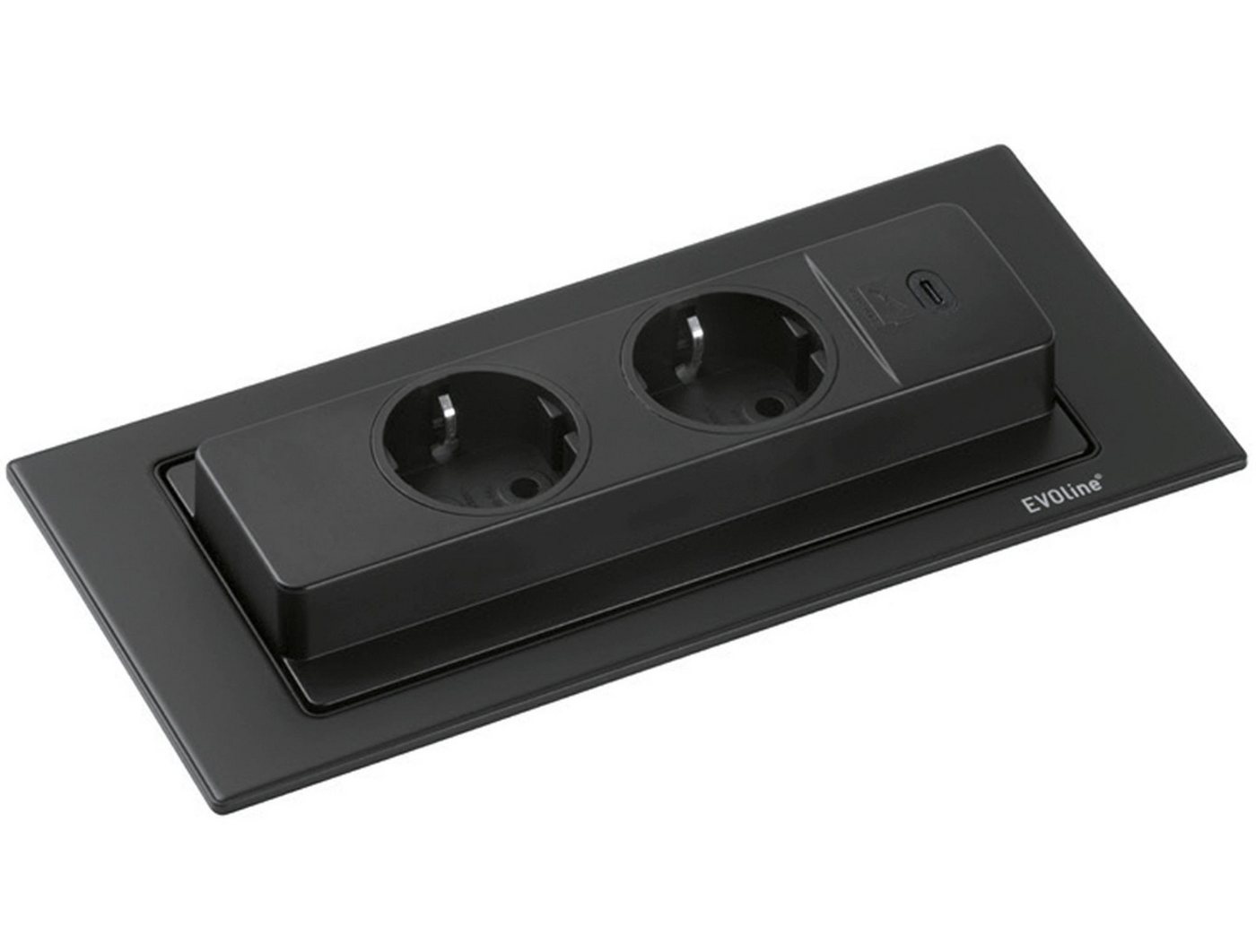 Evoline Einbausteckdose Küche EVOline BackFlip Küchensteckdos USB C versenkbar Einbau-Tischsteckdose 3-fach (USB-Anschluss, Schutzkontaktstecker) – Bild 2 von 5