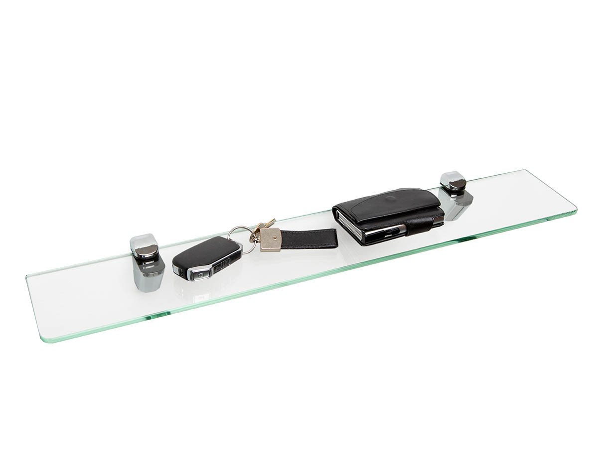 einfachgutemoebel Waschtisch-Set Glasregal 60x10cm Sicherheitsglas ESG, Klarglas poliert, (Glasregal, 1-St., Glasregal) – Bild 2 von 5