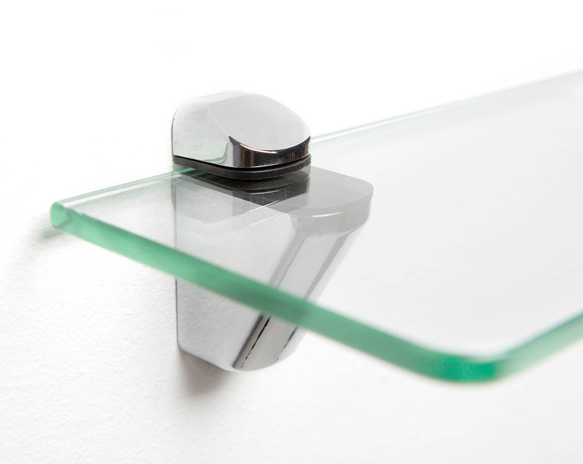 einfachgutemoebel Waschtisch-Set Glasregal 60x10cm Sicherheitsglas ESG, Klarglas poliert, (Glasregal, 1-St., Glasregal) – Bild 3 von 5