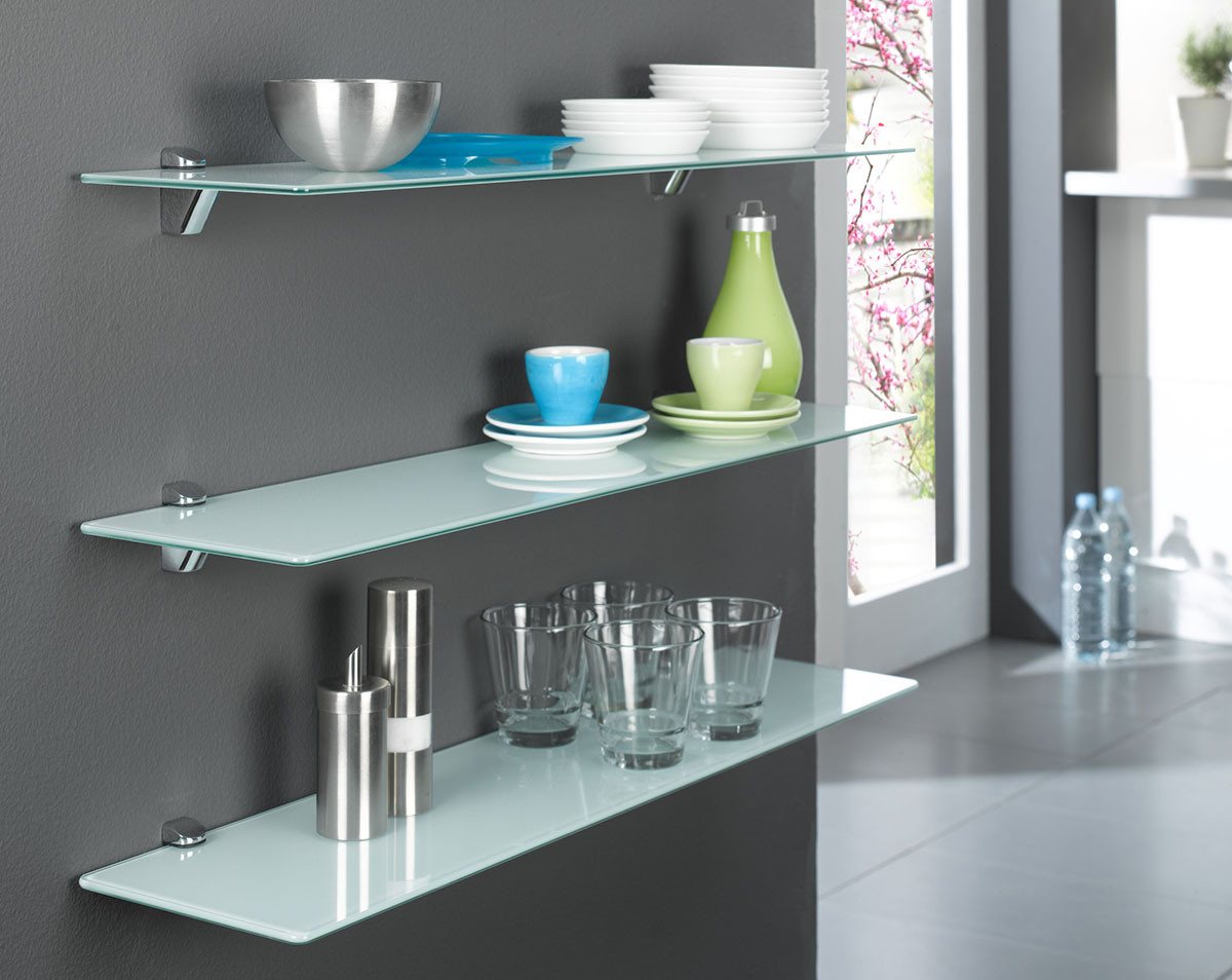 einfachgutemoebel Waschtisch-Set Glasregal aus Sicherheitsglas ESG grau 80cm, (Glasregal, 1-St., Glasregal) – Bild 3 von 5