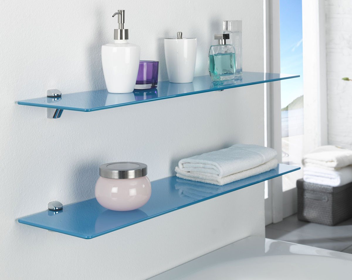 einfachgutemoebel Waschtisch-Set SET Glasregal aus Sicherheitsglas grau 80cm / 2 Stück, (Glasregal, 1-St., Glasregal) – Bild 3 von 5